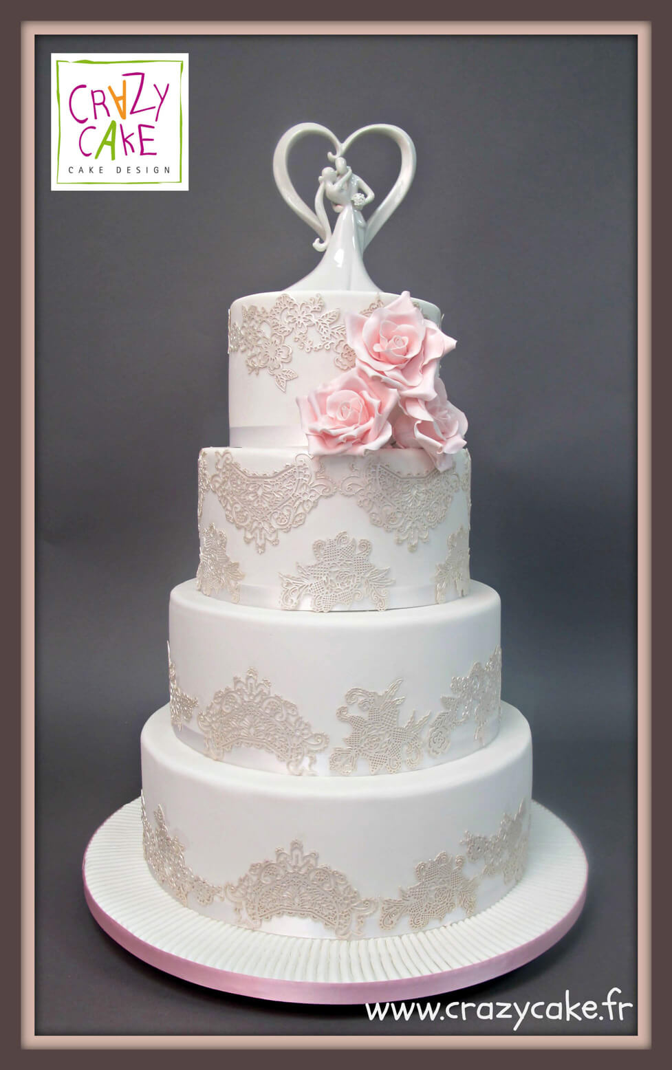 Wedding Cake "Dentelle et Roses"